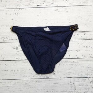 Fantasie Bikini Bottom‎ Womens Large Long Island Tab Ink Gold Buckle Swim NWT